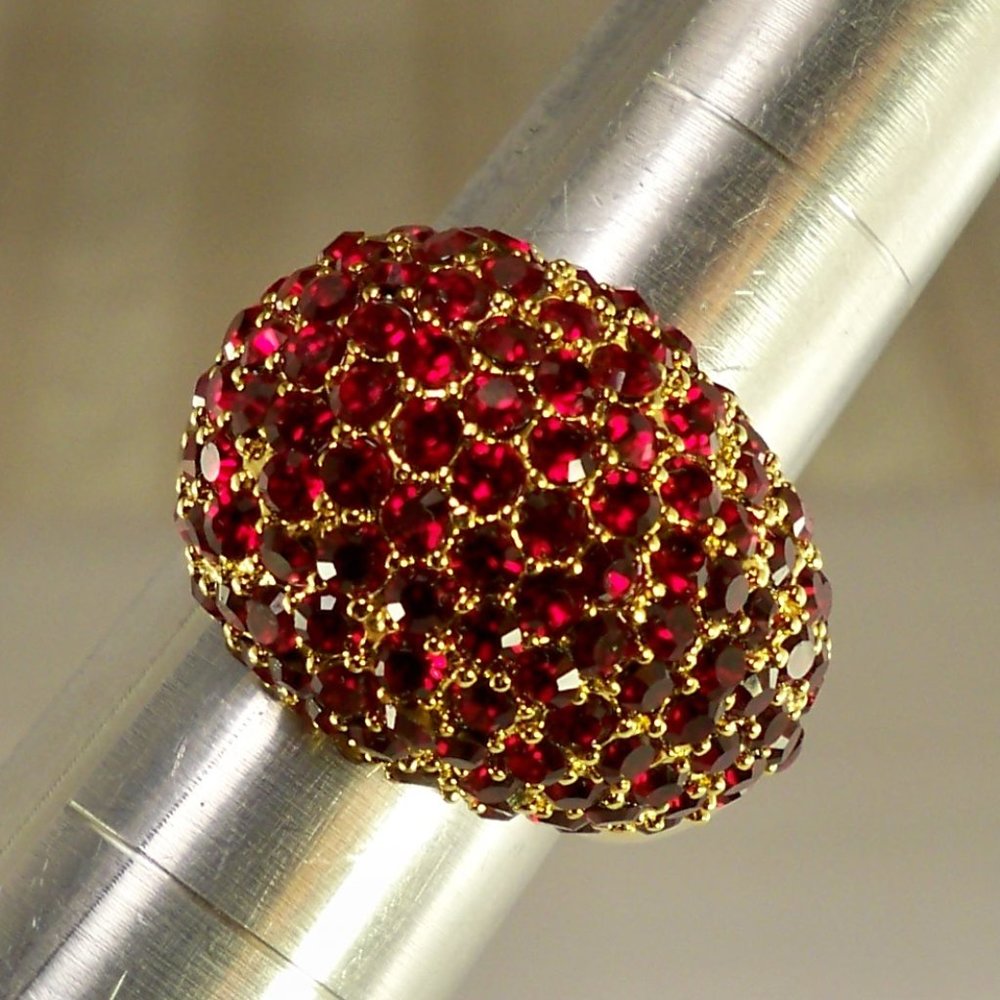 NEW Hutton Wilkinson Ruby Red Cubic Zirconias Gold Dome Ring